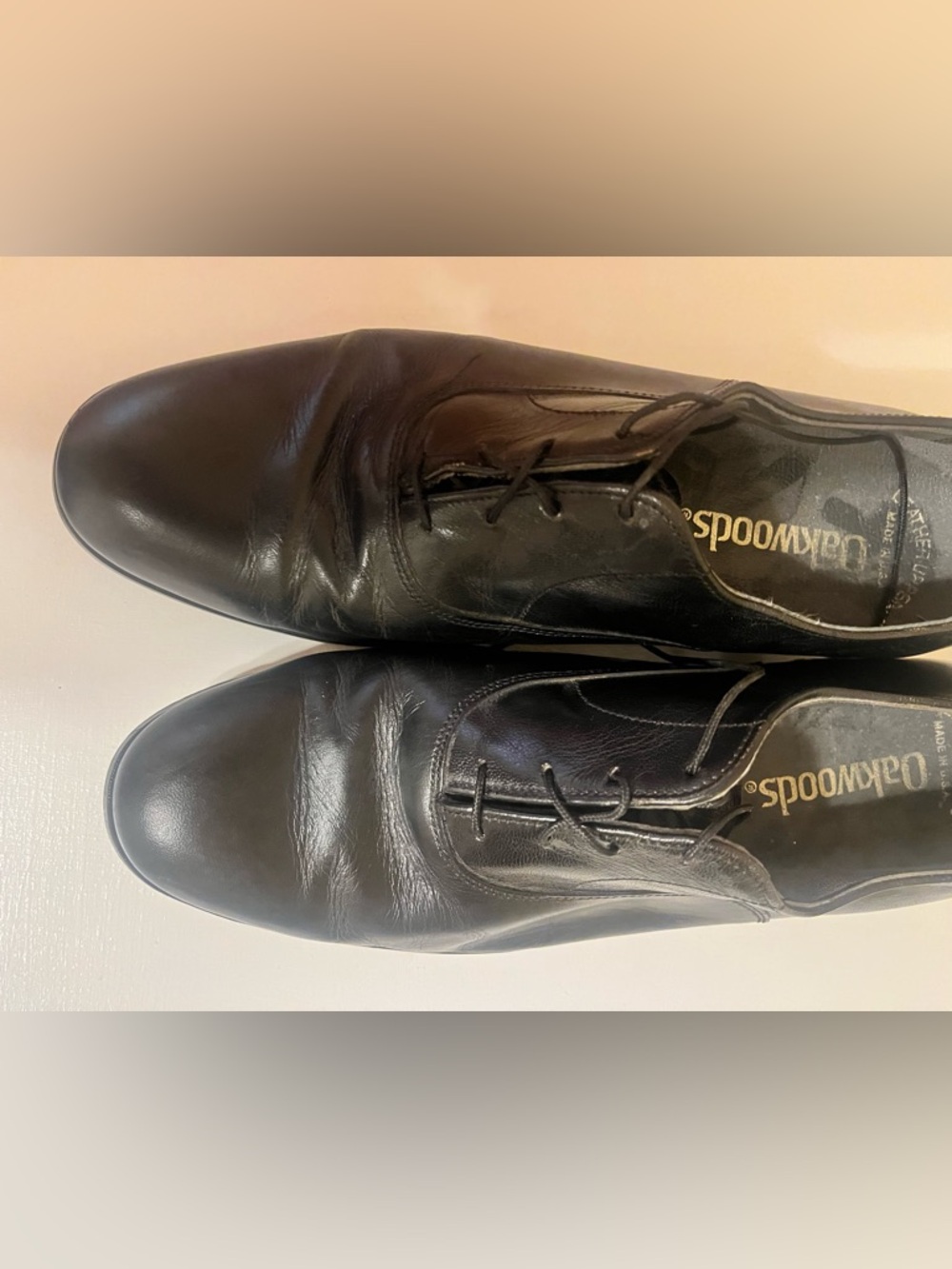 Vintage Oakwoods Leather men's black Oxford Lace-Up Shoes-10